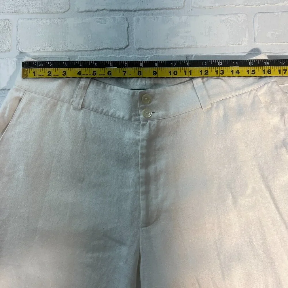 Lauren Ralph Lauren Trousers Pants Womens‎ 14 Ivory 100% Linen Wide Leg Lined
